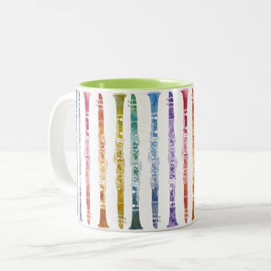 Clarinet Rainbow Wrap Tweekleurige Koffiemok (Voorkant links)