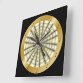 Clarinet ~ Rolling Sheet Music ~ Black of Any Colo Vierkante Klok (Hoek)