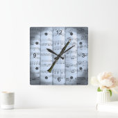 Clarinet~Rolling Sheet Music~Blue Tint Background~ Vierkante Klok (Huis)