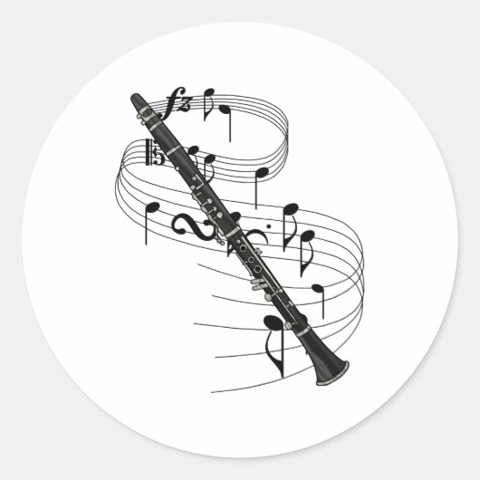 Clarinet Ronde Sticker (Voorkant)