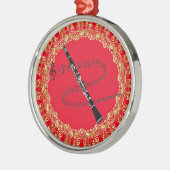 Clarinet, rood en goud metalen ornament (Links)