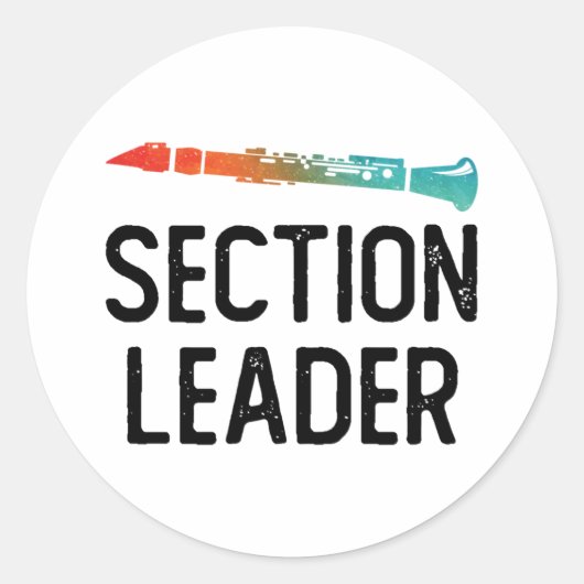 Clarinet Section Leader Marching Band Ronde Sticker (Voorkant)