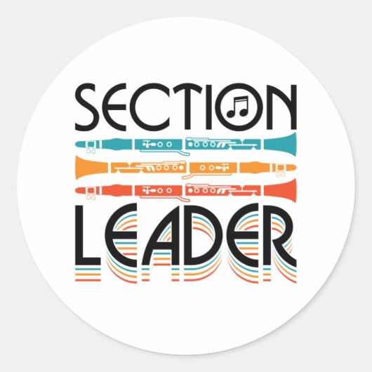 Clarinet Section Leader School Band Retro Ronde Sticker (Voorkant)