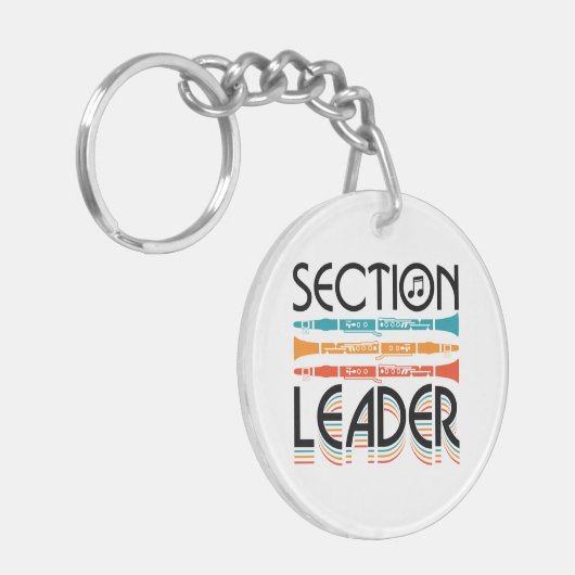 Clarinet Section Leader School Band Retro Sleutelhanger (Voorkant Links)