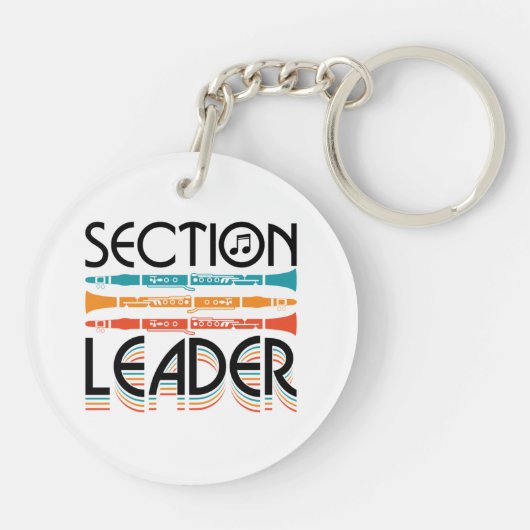Clarinet Section Leader School Band Retro Sleutelhanger (Achterkant)