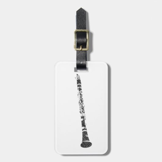 Clarinet Shaped Word Art Black Text Bagagelabel (Voorkant verticaal)