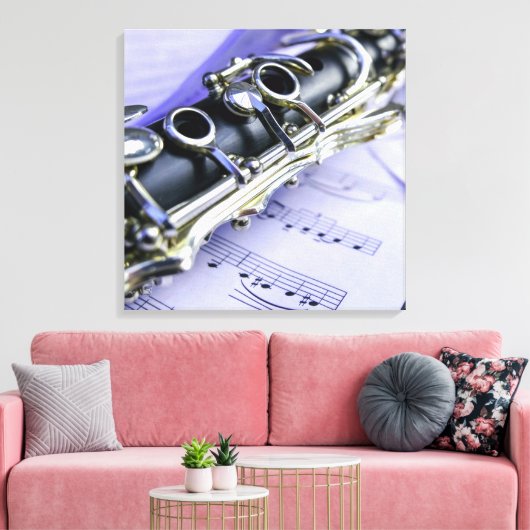 Clarinet Sheet Music Band Orchestra Canvas Afdruk (Insitu (Woonkamer))