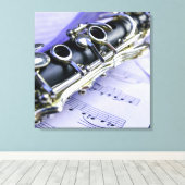 Clarinet Sheet Music Band Orchestra Canvas Afdruk (Insitu (Houten vloer))
