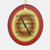 Clarinet~Sheet Music~Red/Green/Gold~Kerst~ Keramisch Ornament (Links)