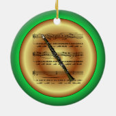Clarinet~Sheet Music~Red/Green/Gold~Kerst~ Keramisch Ornament (Achterkant)