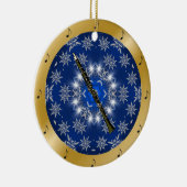 Clarinet ~ Silver ~ Blue ~ Gold ~ Kerstmis ~ Keramisch Ornament (Rechts)