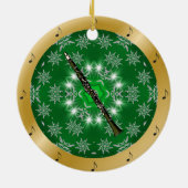 Clarinet ~ Silver ~ Green ~ Gold ~ Kerstmis Keramisch Ornament (Achterkant)