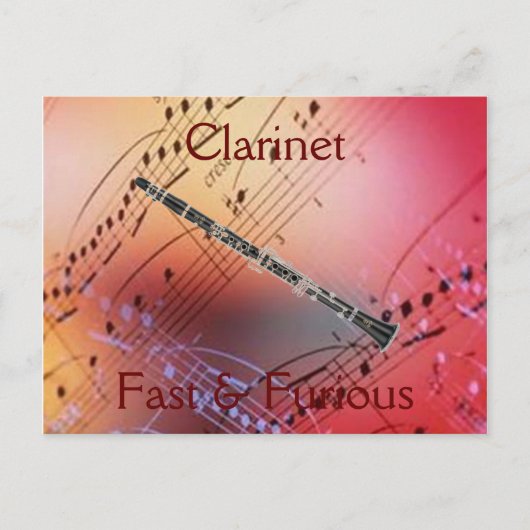 Clarinet:  Snel en furieus Bumpersticker Briefkaart (Voorkant)