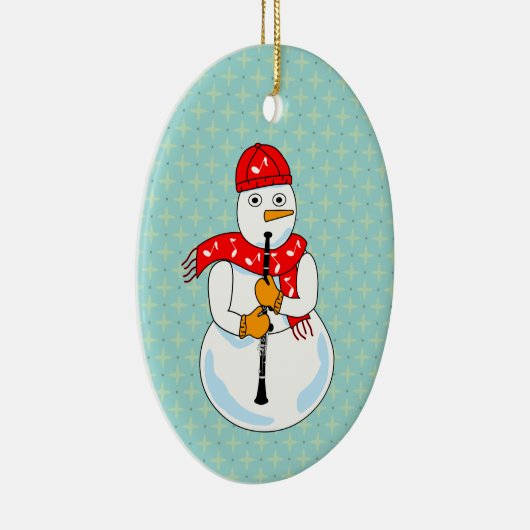Clarinet Snowman Keramisch Ornament (Rechts)