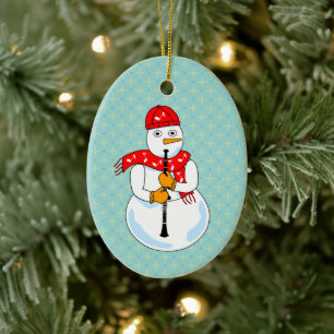 Clarinet Snowman Keramisch Ornament