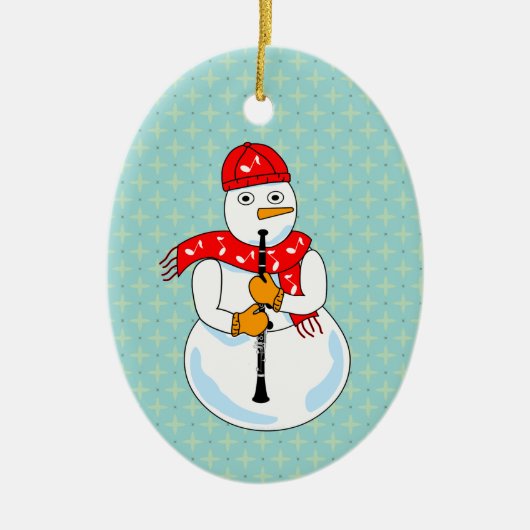 Clarinet Snowman Keramisch Ornament (Voorkant)