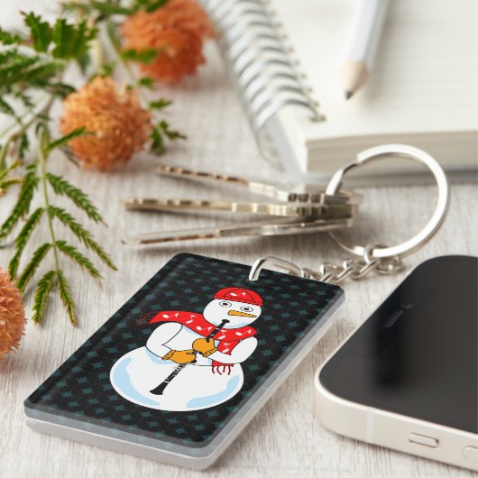 Clarinet Snowman Sleutelhanger (Voorkant Rechts)