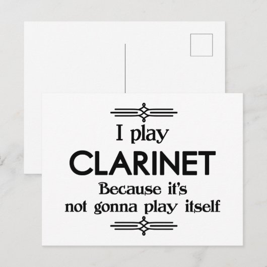 Clarinet - Speel zelf Funny Deco Music Briefkaart (Voorkant / Achterkant)