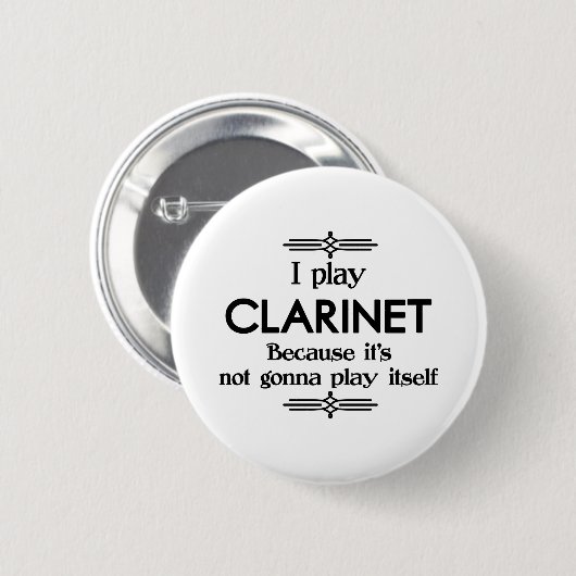 Clarinet - Speel zelf Funny Deco Music Ronde Button 5,7 Cm (Voorkant /achterkant)