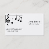 Clarinet Teacher freelance Music-leraar Visitekaartje (Achterkant)