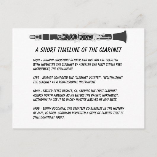 Clarinet-tijdlijn Briefkaart (Voorkant)