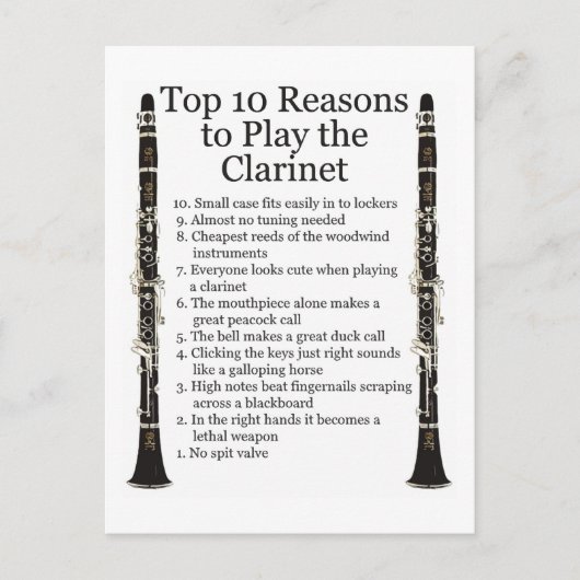 Clarinet Top 10 Briefkaart (Voorkant)