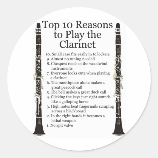Clarinet Top 10 Ronde Sticker (Voorkant)