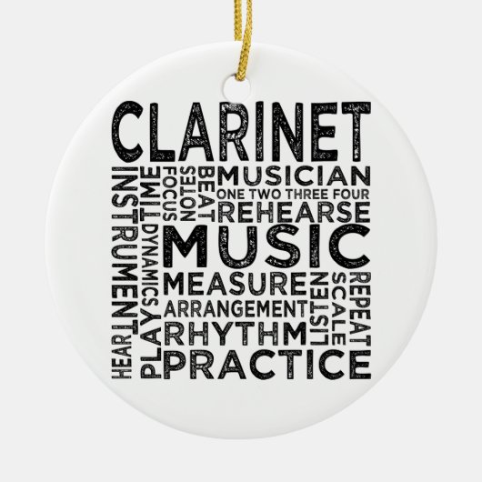 Clarinet Typografie Keramisch Ornament (Voorkant)