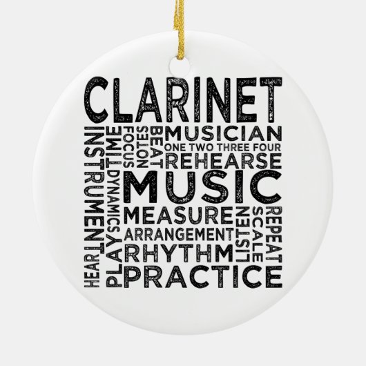 Clarinet Typografie Keramisch Ornament (Achterkant)
