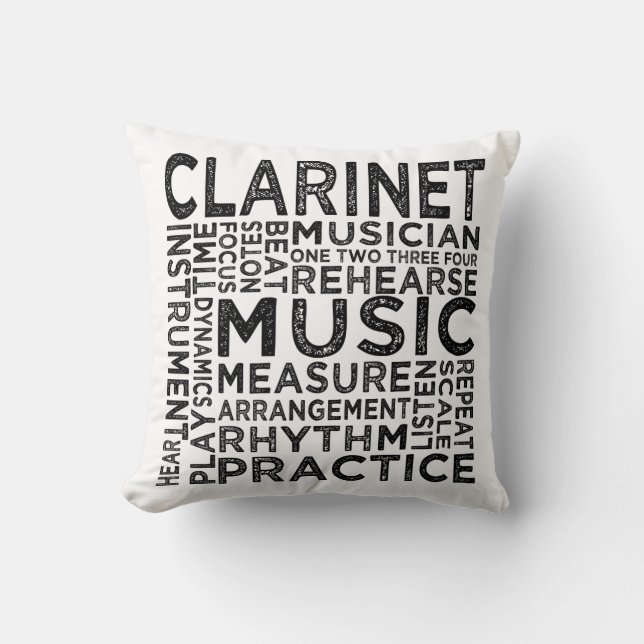 Clarinet Typografie Kussen (Voorkant)