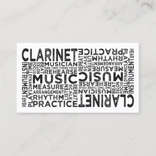 Clarinet Typografie Visitekaartje (Voorkant)