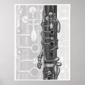 Clarinet Upper Joint in Charcoal Music Art Print (Voorkant)
