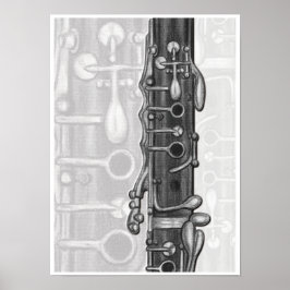 Clarinet Upper Joint in Charcoal Music Art Print