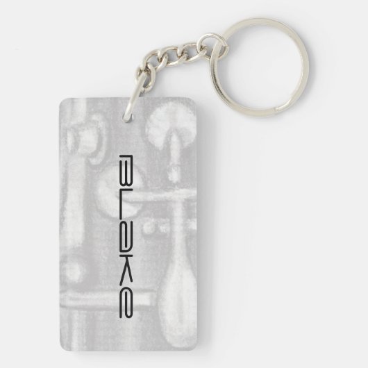 Clarinet Upper Joint Personalized Music Sleutelhan Sleutelhanger (achterkant)