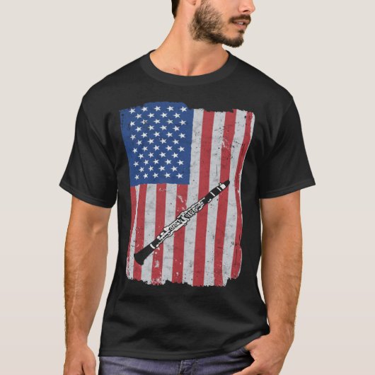 Clarinet Usa Flag Clarinet Player Clarinetist T-shirt (Voorkant)