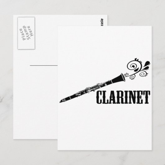 Clarinet Vector Swirl Design Briefkaart (Voorkant / Achterkant)