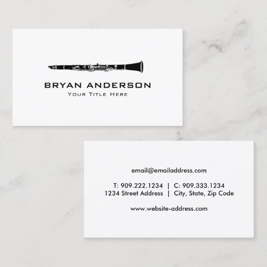 Clarinet Visitekaartje (Voorkant / Achterkant)