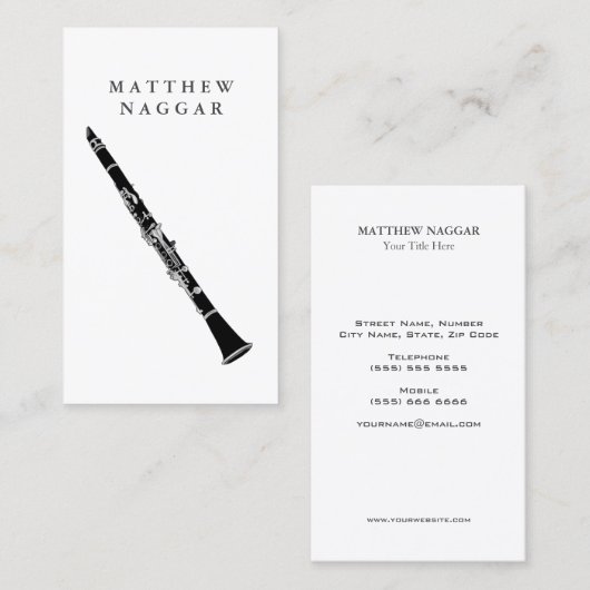 Clarinet Visitekaartje (Voorkant / Achterkant)