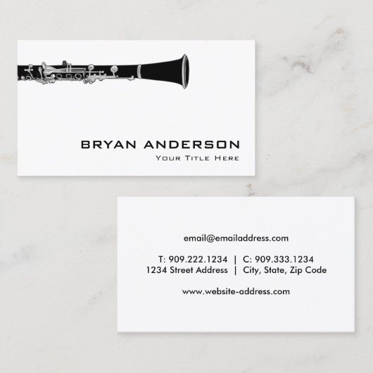 Clarinet Visitekaartje (Voorkant / Achterkant)