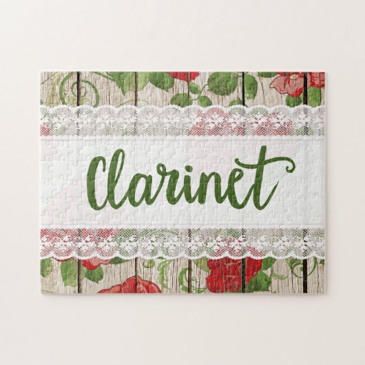 Clarinet Wood Lace Rustic Rozen Music Legpuzzel (Horizontaal)