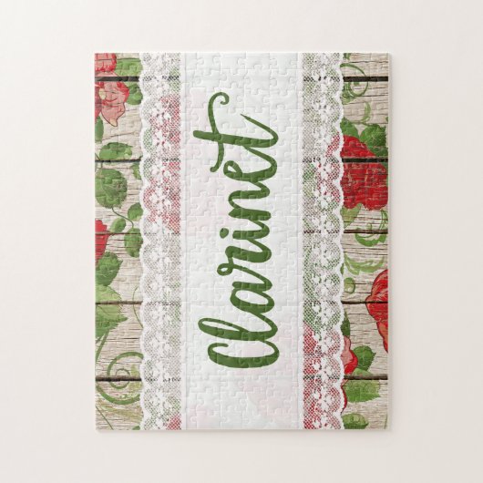 Clarinet Wood Lace Rustic Rozen Music Legpuzzel (Verticaal)