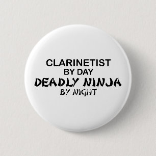 Clarinetist Deadly Ninja bij nacht Ronde Button 5,7 Cm