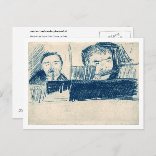 Clarinetist en Piccolo Player, Vincent van Gogh Briefkaart (Voorkant / Achterkant)