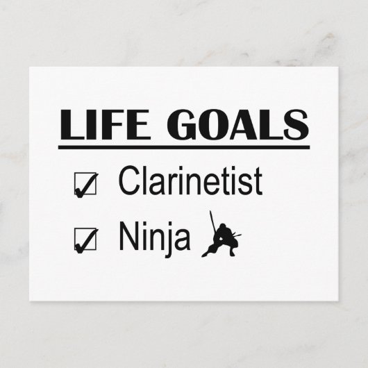 Clarinetist Ninja Life Goals Briefkaart (Voorkant)