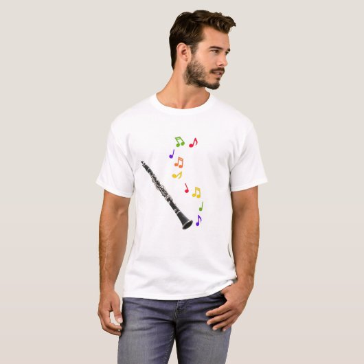 Clarinets maken kleurrijke muziek t-shirt (Voorkant volledig)