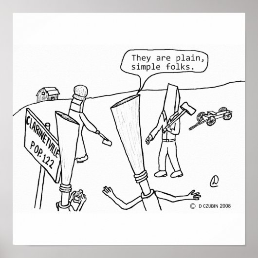 Clarinetville White Poster (Voorkant)