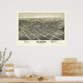 Clarion, PA Panorama Map - 1896 Poster (Keuken)