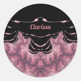 CLARISSA ~ Black en roze ~ Ronde Sticker