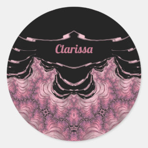 CLARISSA ~ Black en roze ~ Ronde Sticker