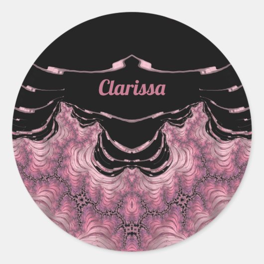 CLARISSA ~ Black en roze ~ Ronde Sticker (Voorkant)